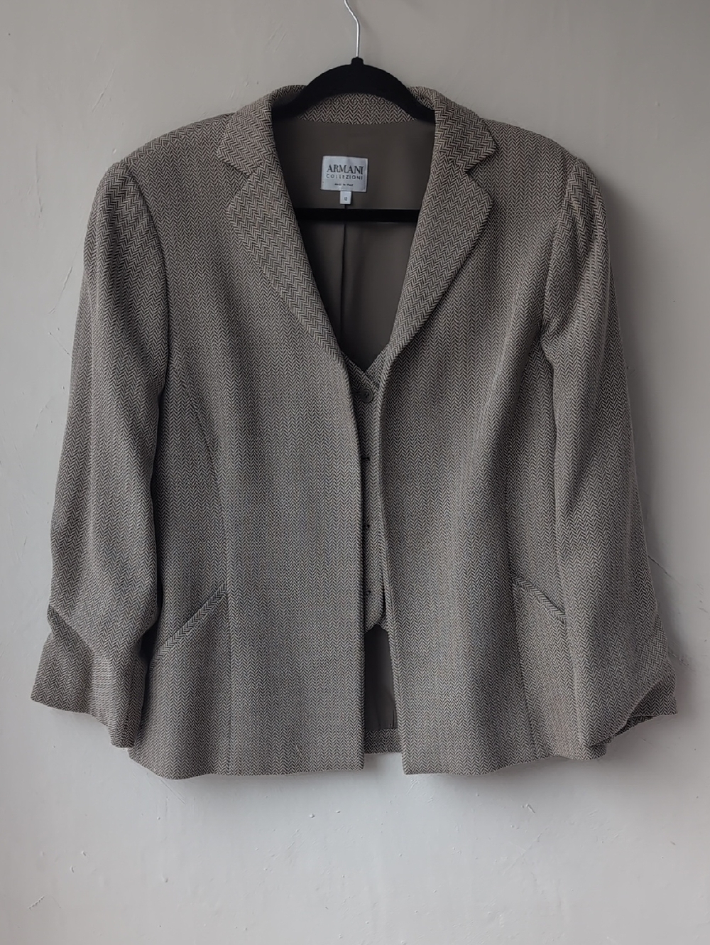 Armani Collezioni Taupe Herringbone Women’s Blazer Jacket